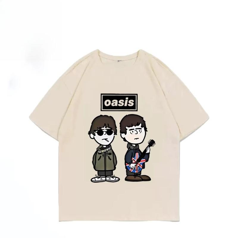 British Rock Band O-Oasis Live 25 Punk T-shirt Men Women's Cartoon Vintage Hip Hop Streetwear Summer Cotton Short Sleeve Top