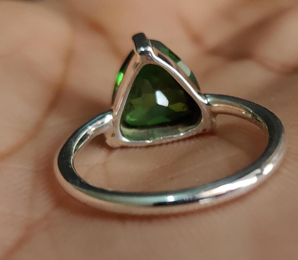 Women Emerald Ring, Statement Ring, 925 Solid Silver, Triangle Shape Gemstone, Green Colour, Boho Handmade Jewelry