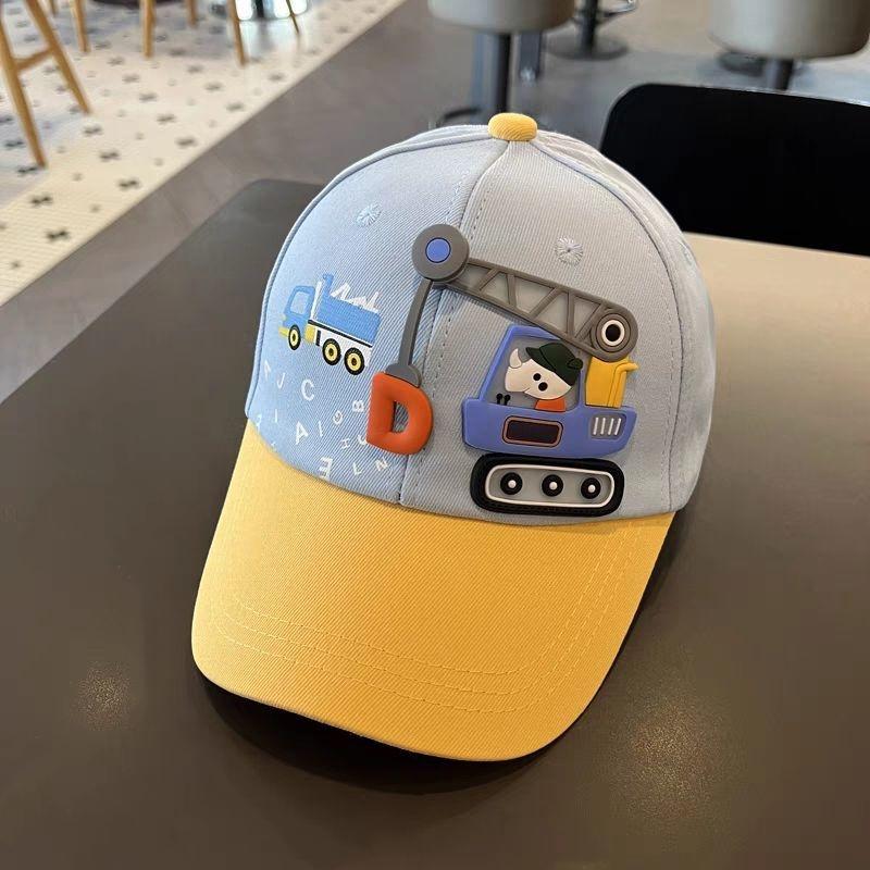 Cartoon Car Print Baby Baseball Hat Fashion Patchwork Sunshade Duck Tongue Cap Boy Girl Kids Casual Outdoor Peaked Hat