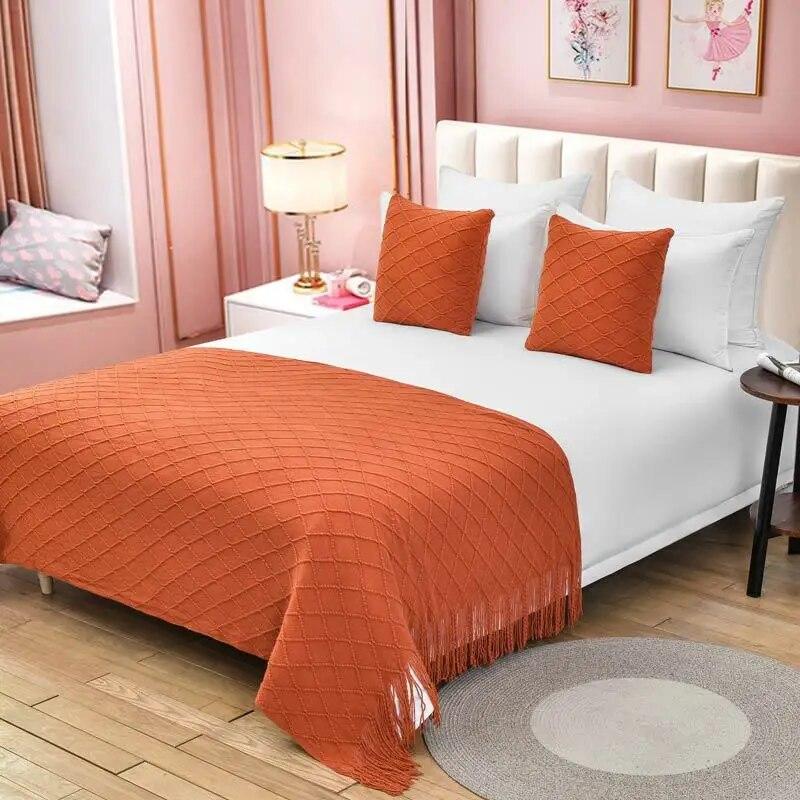 Bed End Scarf B&B Apartment Decoration Knitted Sofa with Scarf Hotel Bed Cover Bed End Blanket Hotel Bed Flag