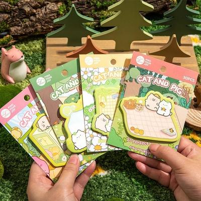 30 Sheets Sticky Notes Cute Cartoon Colorful Memo Pad Ins Kawaii Stationery Posted Tabs Its Memo Message Paper School Supplies