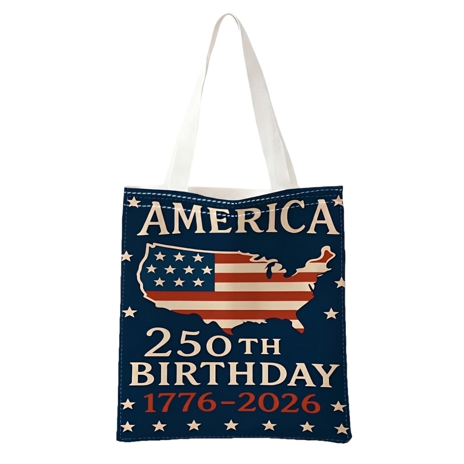 

Canvas Tote & Makeup Bag, 0th Anniversary USA, Reusable Grocery Bags For Shopping Travel One Size