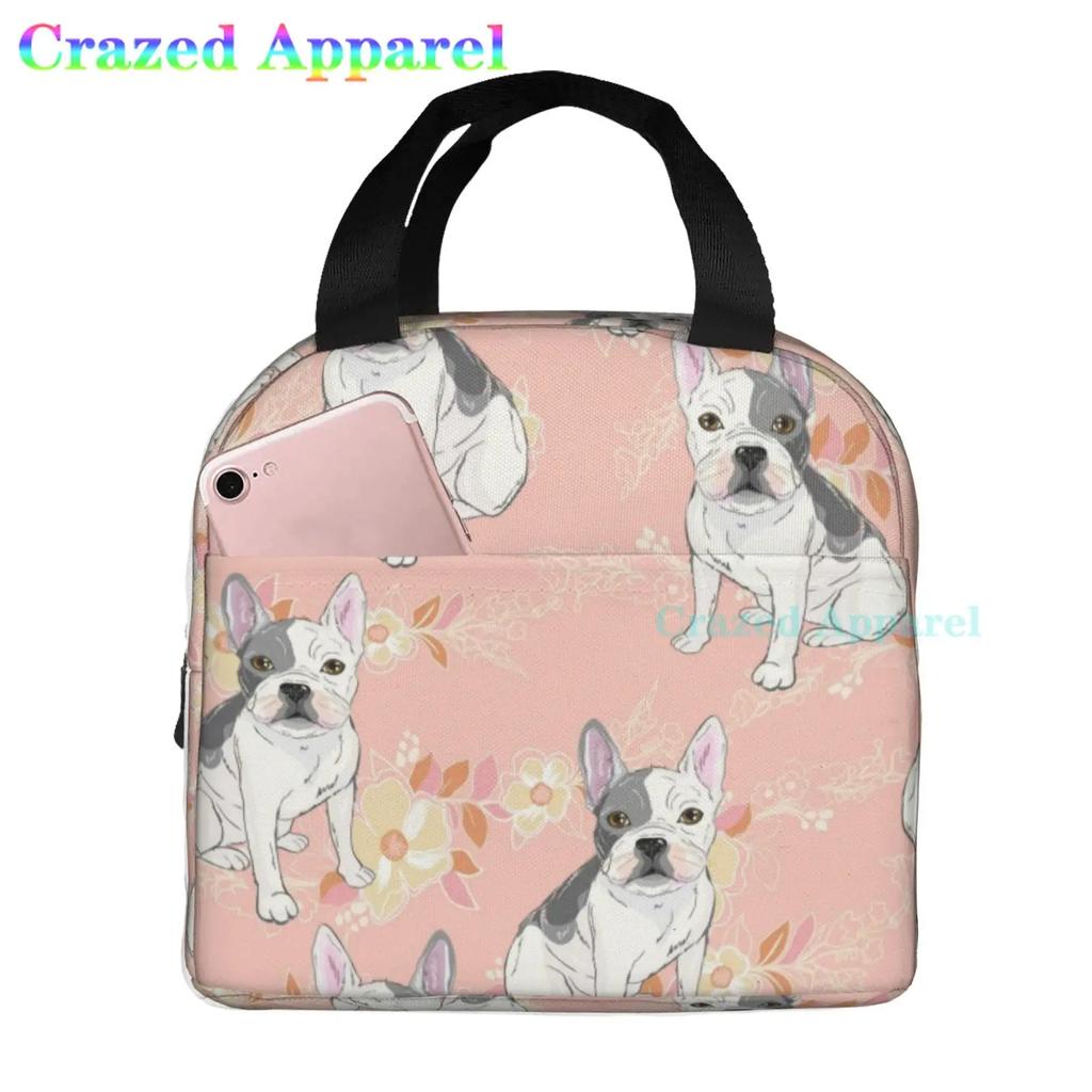 French Bulldogs Dog Insulated Lunch Bag for Women, Men, and Kids, Large and Reusable, Handle, Freezable Work and School Travel
