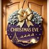 Decorative Pine Cone Sign Christmas Wooden Welcome for Front Door, Round Hanging Ornament with Solid Wood Plate Artificial Branches & Bow Decor