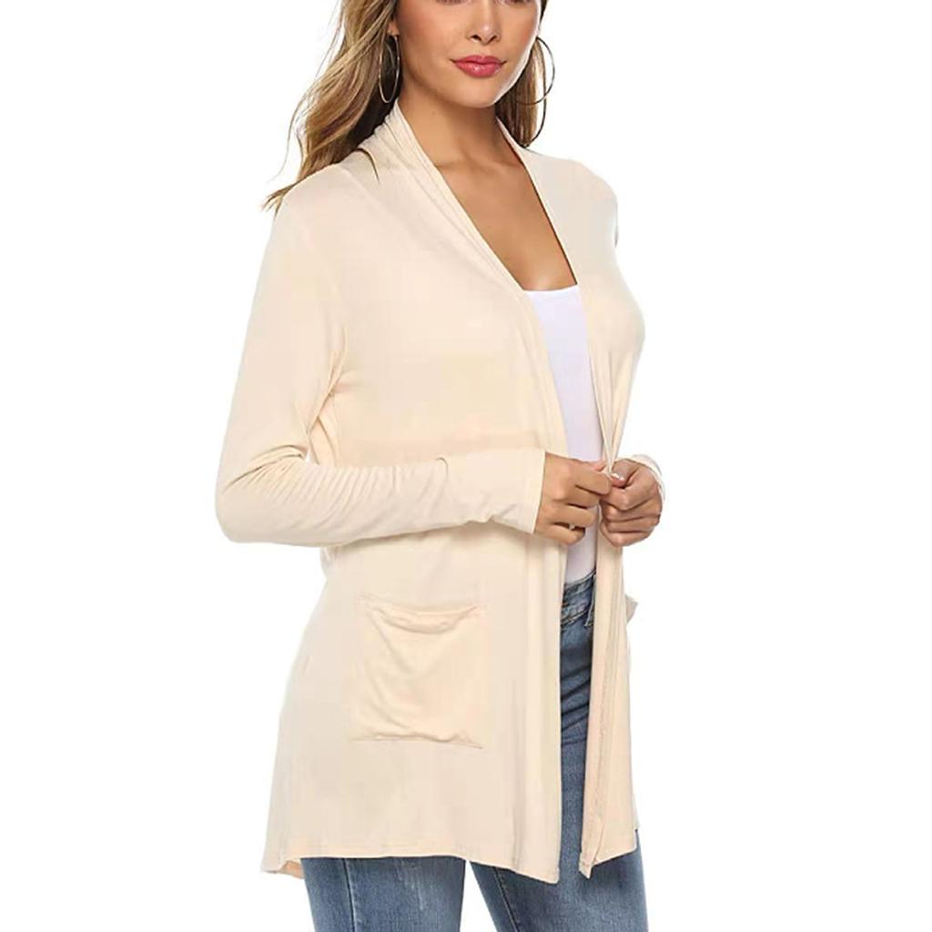 Women's Fashion Loose Casual Pocket Solid Colour Cardigan Jacket Top