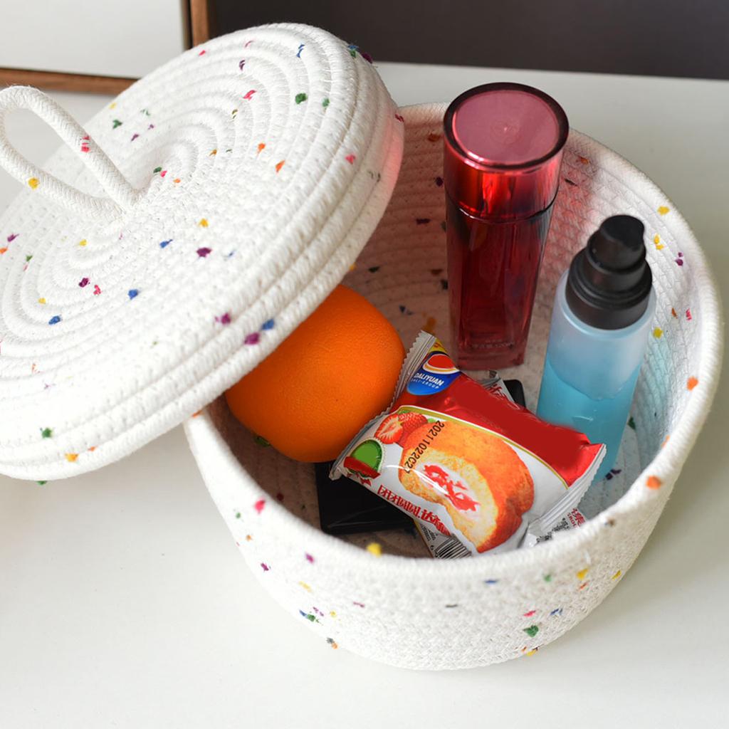 Cotton Rope Storage Basket Organizer Box for Makeup Snacks Desktop Multifunctional Stackable Handwoven Home Decor