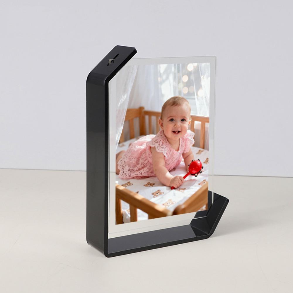 Акриловая фоторамка 5/6/7/8 дюймов Прозрачная Современная L-образная Настольная подставка Декоративная фоторамка Настольный дисплей 5 inch