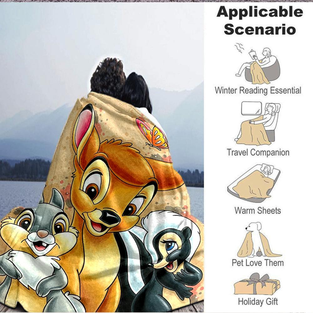 1Pc Bambi Friends Blanket Soft And Comfortable Casual Warm Camping Travel Christmas Halloween Xmas Gift M924271