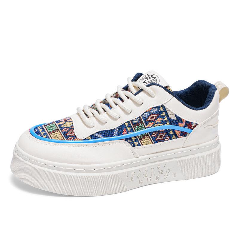 Autumn Korean Style Men's Breathable Thick-Soled Cloth Sneakers - Trendy White Board Shoes for Casual Sports