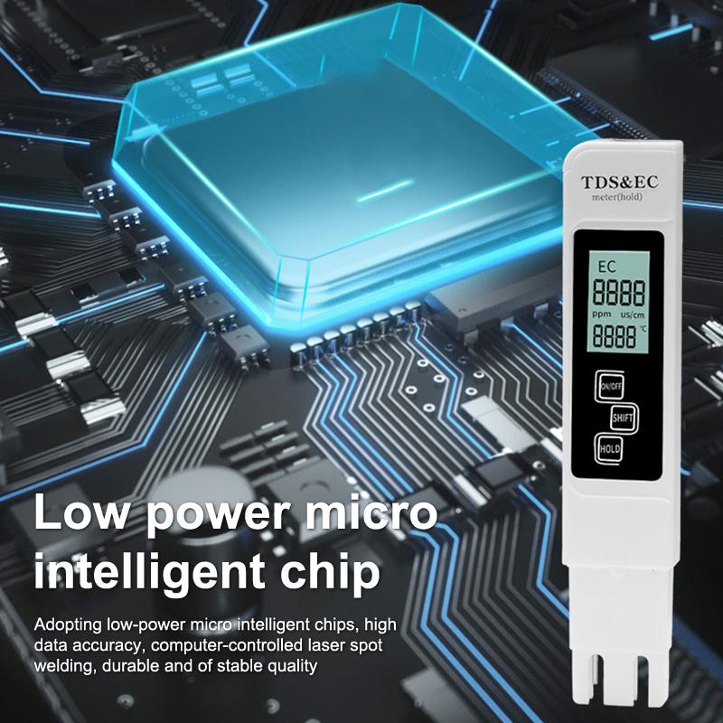 1 Pcs White Digital Water Quality Tester Tds Ec Meter Range 0 To 9990 Multifunctional Water Purity Temperature Temp Ppm Tester