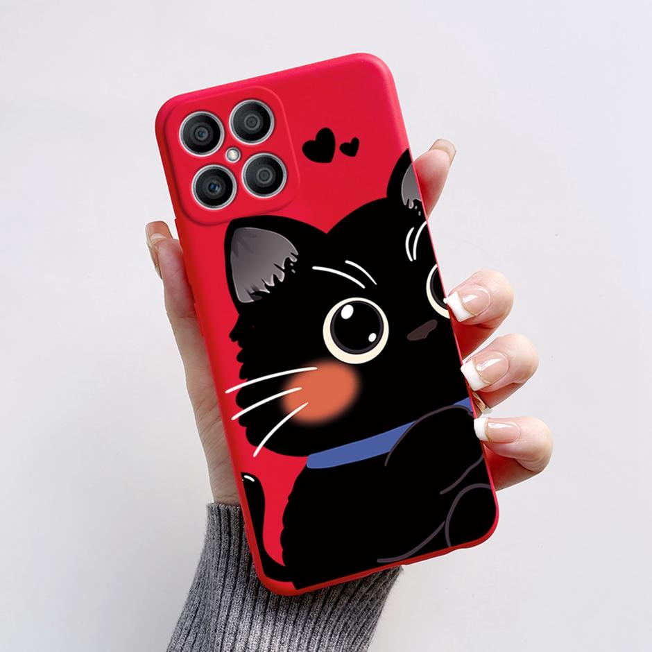 

For Honor X8 4G Exquisite Beautiful Painted Phone Bumper Liquid Silicone Case Fro Honor X8 4G Unique Cute Cartoon Camera Carcasa Honor X8 4G