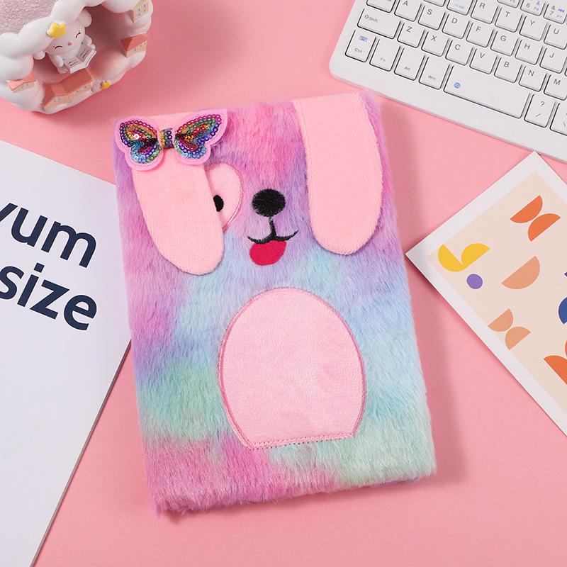 Children’s Cute Cartoon Puppy Plush Notebook Journal - Handmade DIY Planner Diary