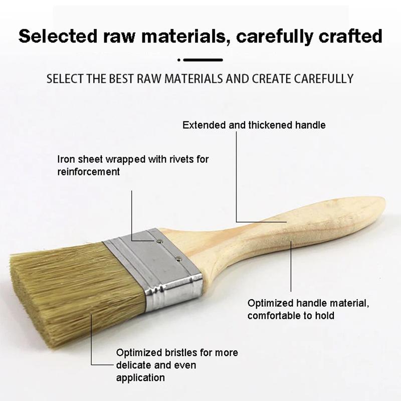 White Wooden Handle Paint Brush 3 Inch Wooden Handled Bristle Brush Wooden Handle Brush Barbecue Oil Brush