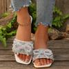 Fashion Women Luxury Flats Slippers Summer Designer Brand Beach Sandals Ladies Flat Open-toe Pearl Bow Shoes Slides