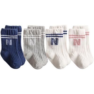 Joy Multi Boys' N-ribbed Two-line Long Neck Socks 4-leg Set, Korean Baby Products