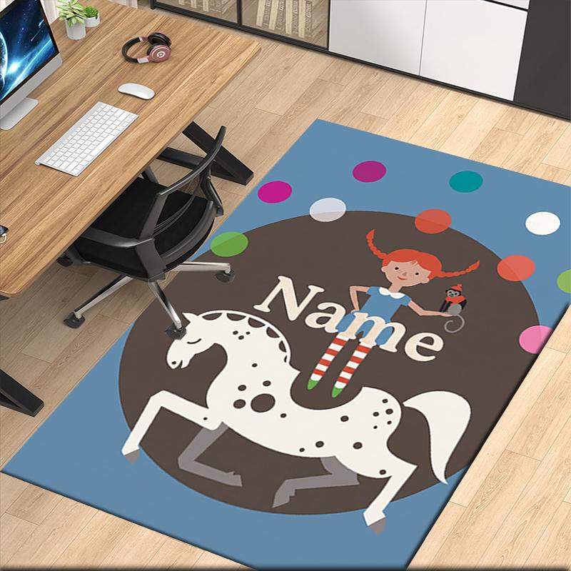 Custom Name Pippi Printed Carpet Rug For Office Chair Living Room Bedroom Kitchen Room Decor Gifts