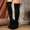 Fashion Women's High Boots 2024 Trend Suede High Heels Autumn Winter New Platform Wedges Chelsea Boots Female Chunky Over The Knee Boot