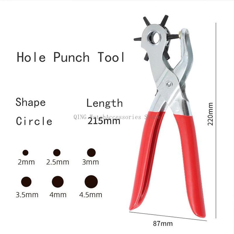 Leather Hole Punch Tool For Watch Bands Straps Wristbelts Handbag Crafts Heavy Duty 6 Size Revolving Multi-Function Hole Puncher