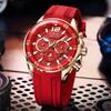 Fashion Red Silicone Watch For Men Top Brand Luxury Waterproof Luminous Man Wristwatch Outdoor Sports Quartz Chronograph