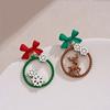 2 Pairs Fashion Christmas Snowman Christmas Earrings Fine Jewelry Christmas Tree Asymmetric Earrings Cute Gifts Drop Earrings