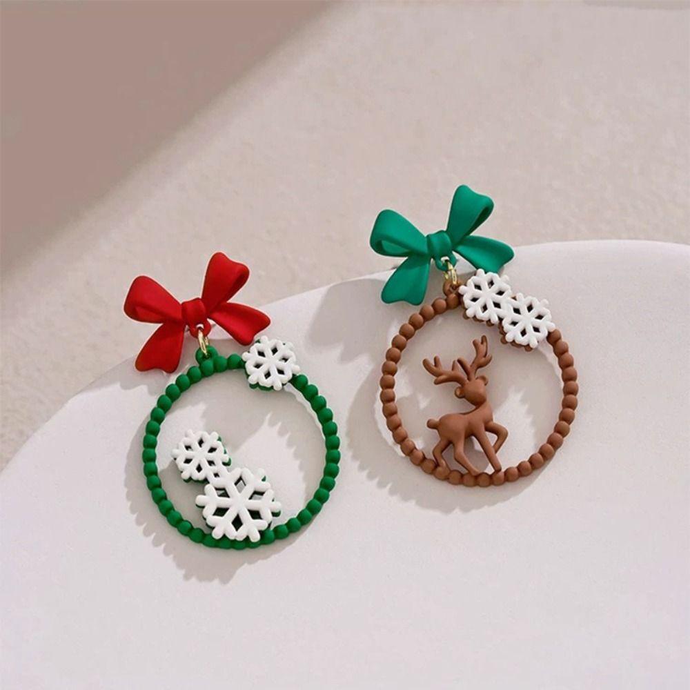 2 Pairs Fashion Christmas Snowman Christmas Earrings Fine Jewelry Christmas Tree Asymmetric Earrings Cute Gifts Drop Earrings