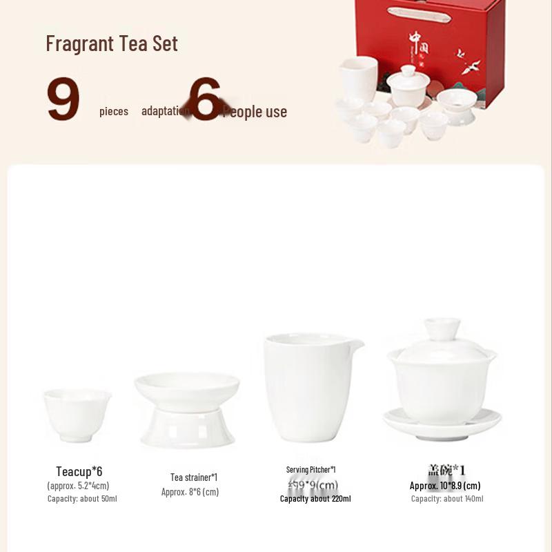 Gold Inlaid Jade Ceramic Tea Set
