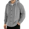 Men's Casual Loose Fit Button Front Hooded Cardigan Long Sleeve Top