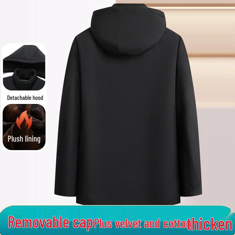 Men's Mink Velvet Parka: Winter Hooded Jacket for Middle-Aged & Elderly, Warm & Thickened with Plus Velvet