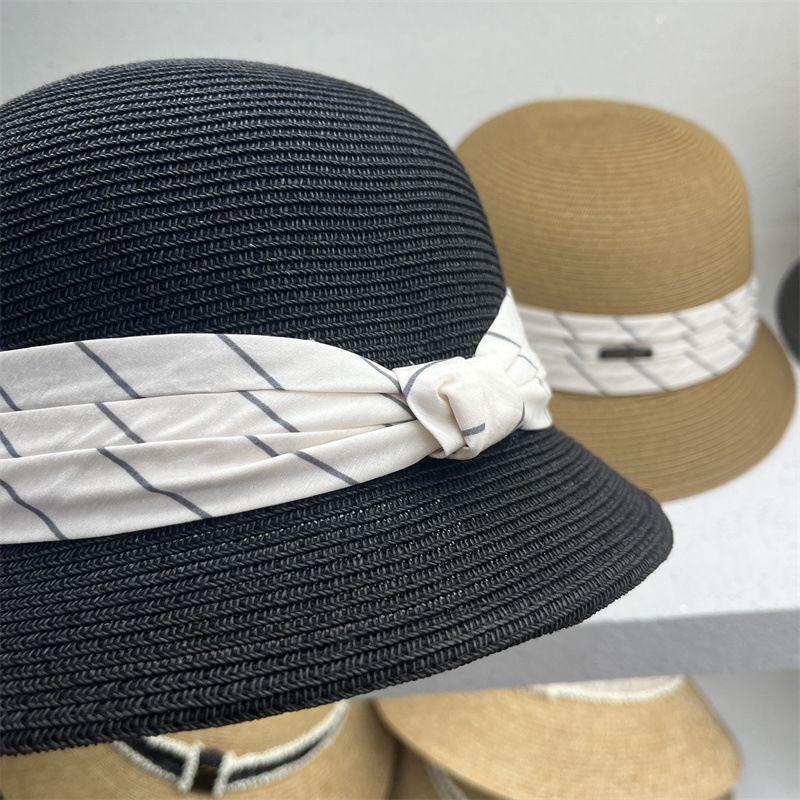 

Spring and summer star street photo sunshade straw hat outing simple high-end top hat women s sunscreen holiday beach hat sun hat Adult (56-58cm) чорний