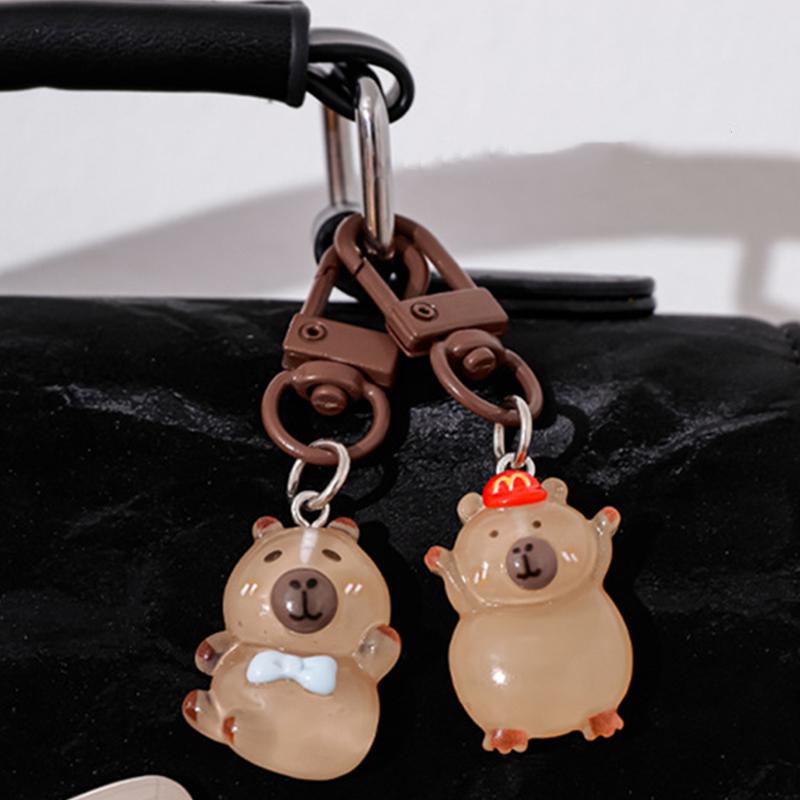 1PC Keychain Kawaii Night Glow Creative Luminous Cute Capybara DIY Accessory Reward Children Decor 6.6*1.8cm