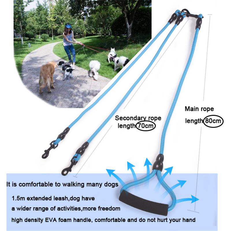 Pet Dog Leash Nylon Rope Double Dual Two Heads Dogs Leash 2 Way Coupler Walk Two And More Dogs Collars Harness Leads Dog Leashes