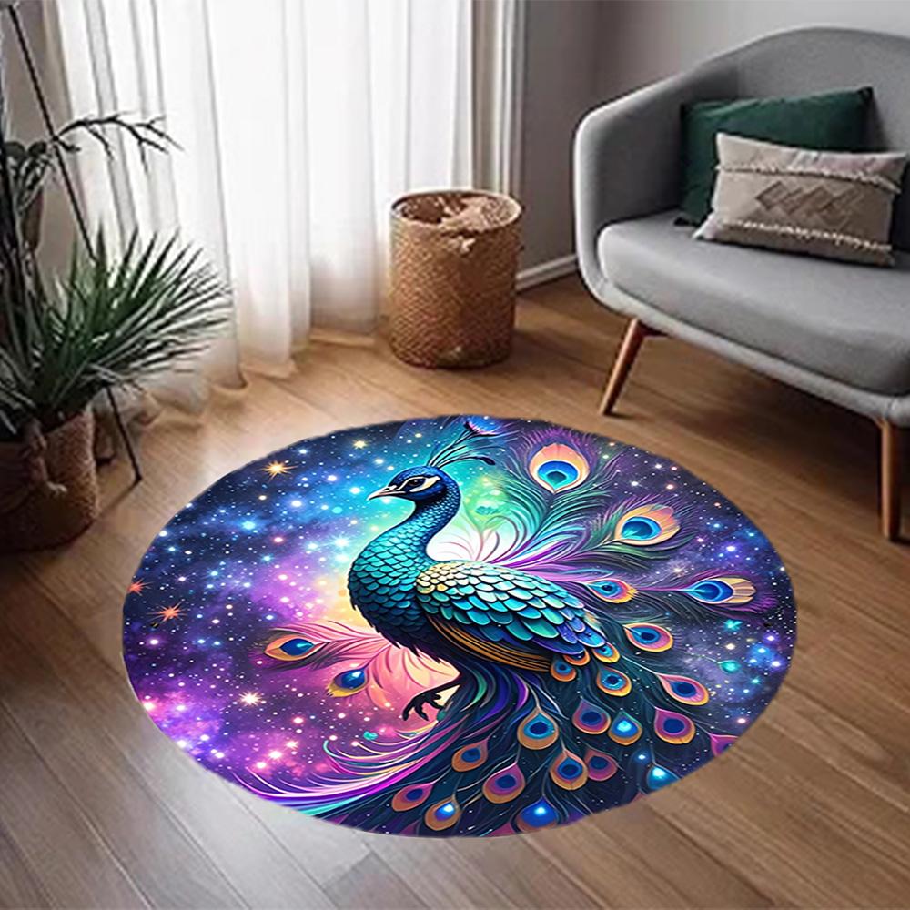 1pc Home Carpet Peacock Design Non-slip Rug for Office Decor and Living Room Gift Ideas