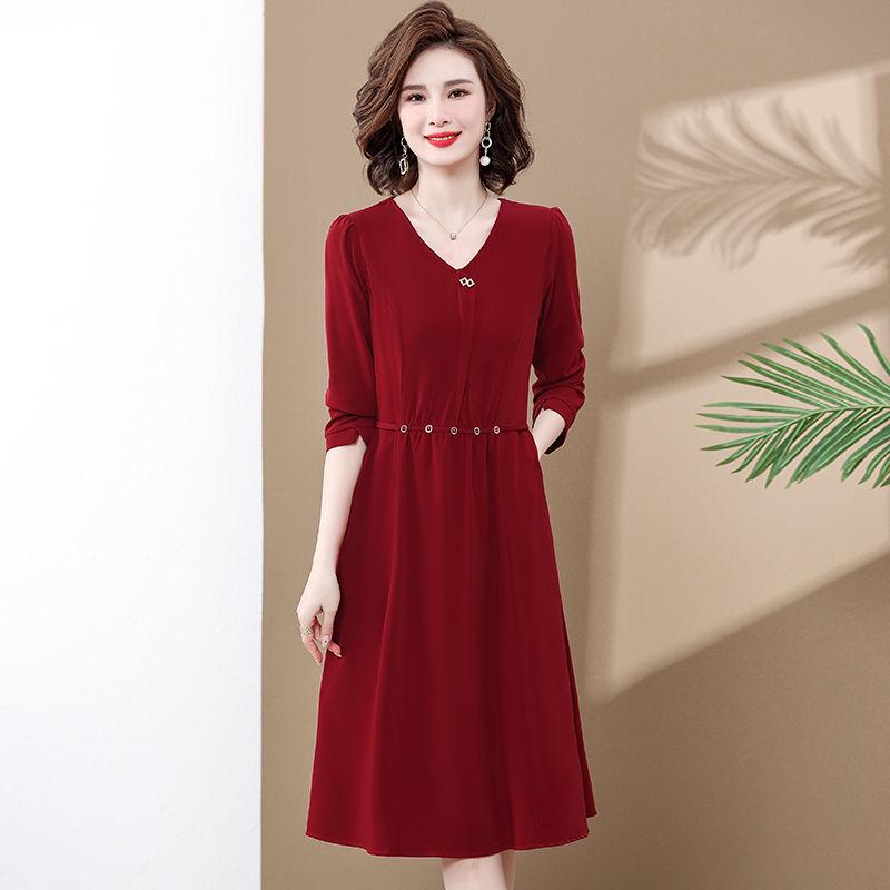 Rochie Elegantă Midi pentru Femei de Vârstă Mijlocie - Croială Slim, Ținută Stilată pentru Banchet de Nuntă de Primăvară/Toamnă