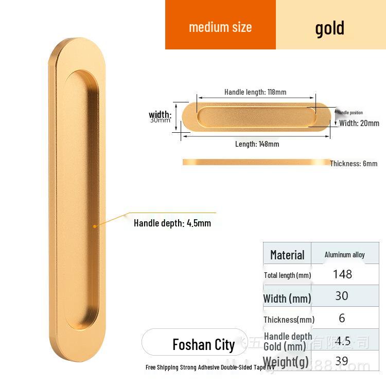 Self-Adhesive No-Drill Sliding Door Handle for Glass & Wardrobe