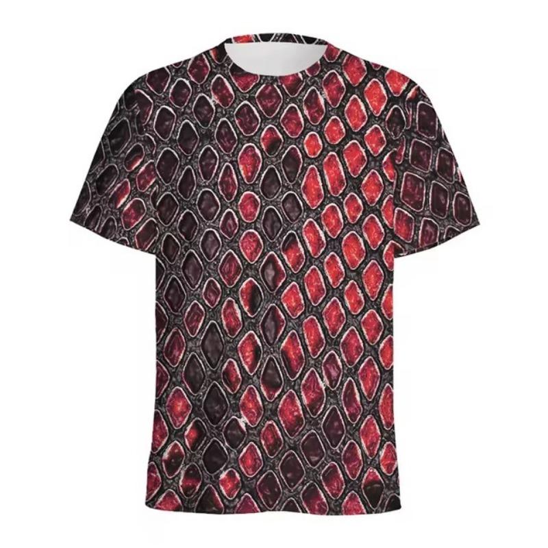 Fashion Snake Scales Pattern T-shirt For Men 3D Printed Animal Skins Graphic Round Neck Tee Shirt Tops Short Sleeves T Shirts