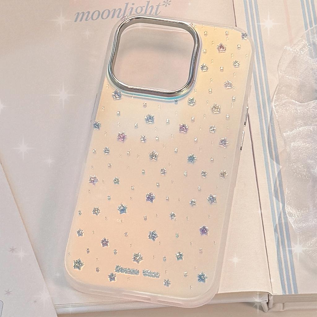 Little Stars Suitable for Iphone16 Mobile Phone Case 15Promax Laser 13 Korean Style 14 Advanced 11 Electroplated Hard