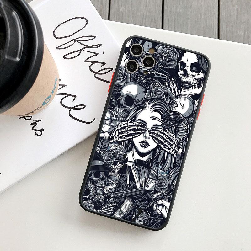 Fashin Skeleton Skull Phone Case For iPhone 16 15 12 13 Mini 11 14 Plus Pro MAX 7 8 Plus SE 2020 XR X XS Shockproof Back Cover
