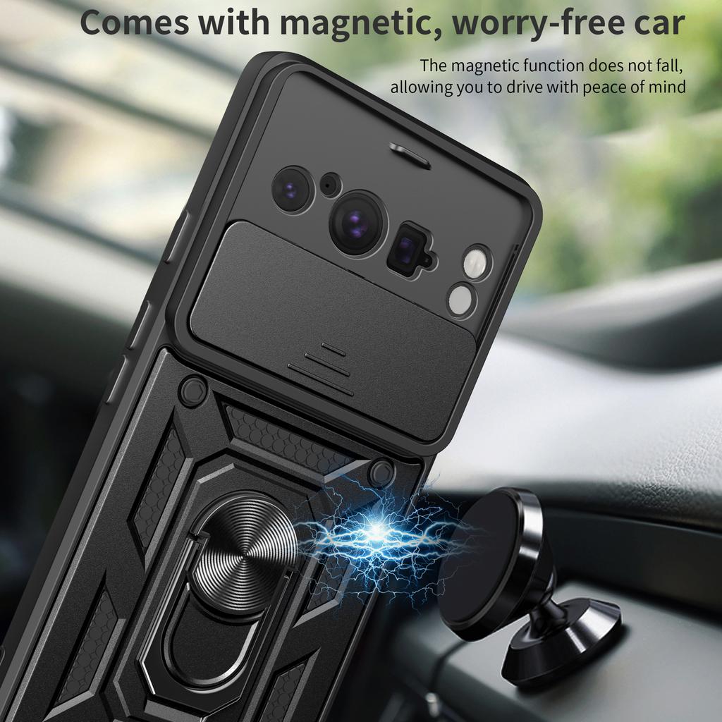 For Google Pixel 8 Pro Case Rear Lens Protection PC+TPU Anti-scratch Phone Cover with Kickstand