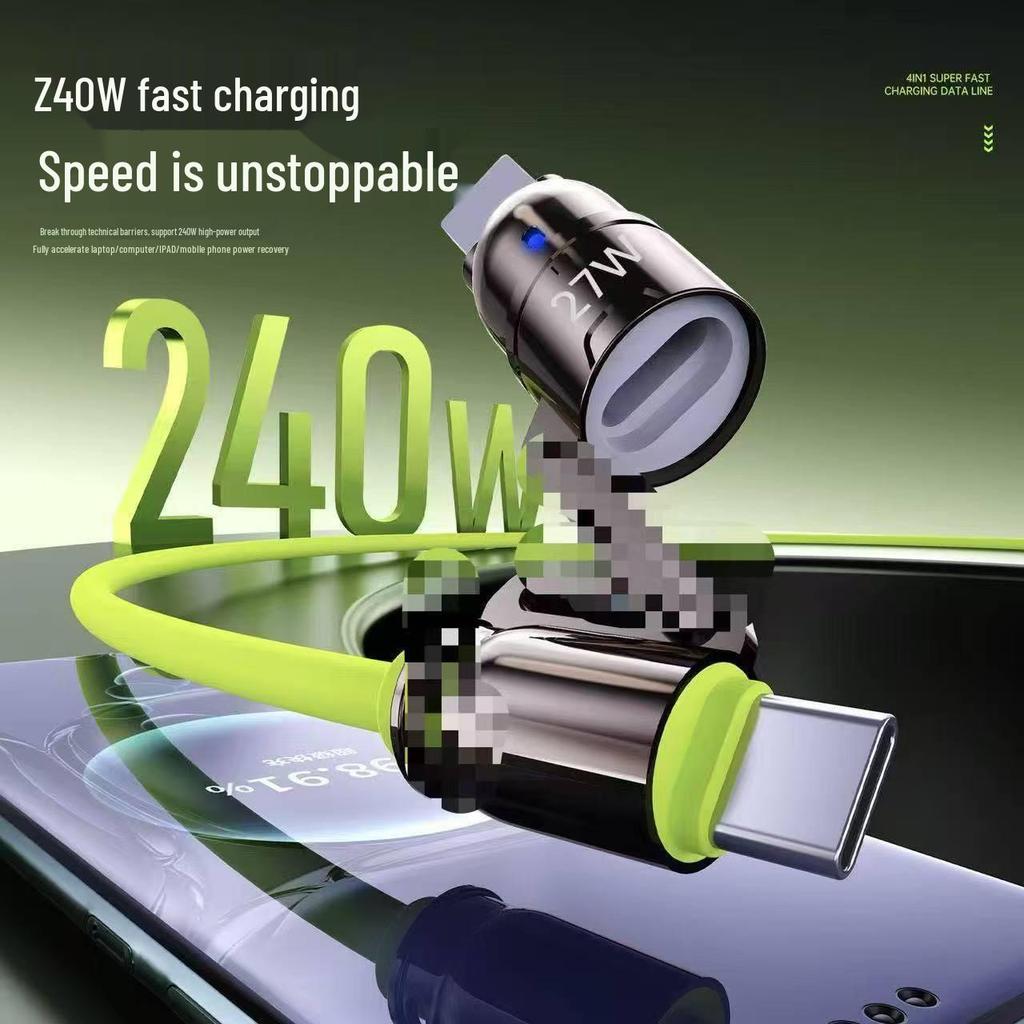 240W Dual Type-C 4-in-1 PD Fast Charging Cable for Apple, Huawei