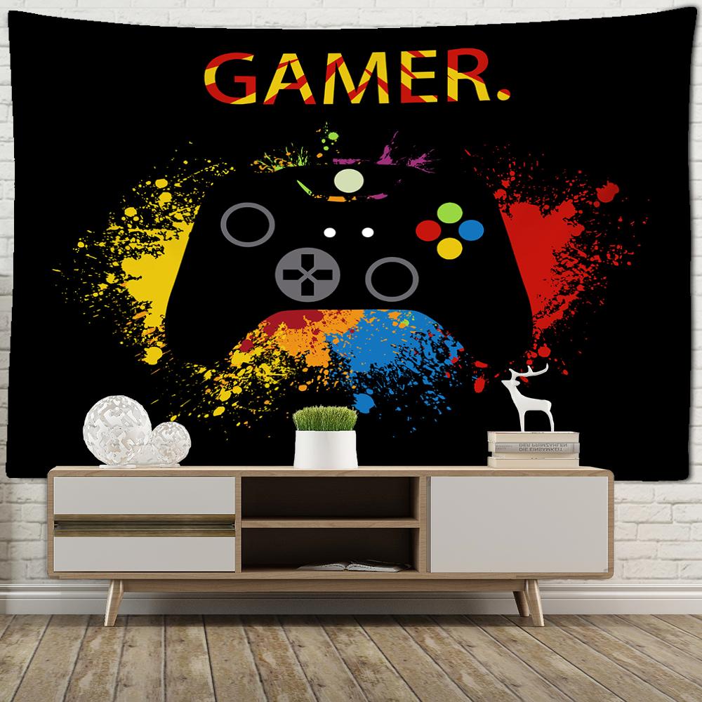 Black Cartoon Game Console Tapestry Wall Hanging Kawaii Hippie Tapiz Art Minimalist Children's Room Decor Background Cloth