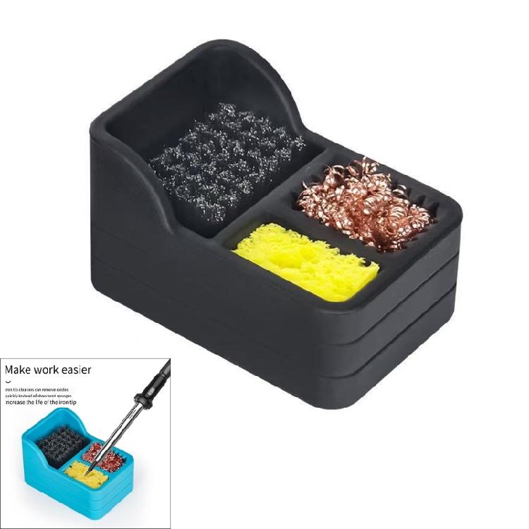 Solder Waste Management Box 3In1 Soldering Tip Cleaner Tin Dross Collection Box Copper Wire Steel Brush Silicone Holder