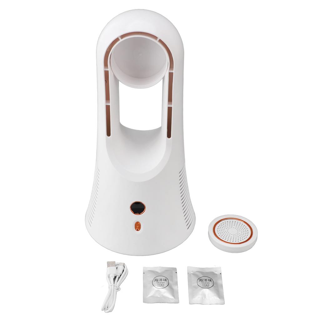 Tischventilator ohne Rotorblätter 6 Geschwindigkeiten Kleiner Tischventilator mit Leistungsanzeige Aroma-Tablette für Zuhause Schlafzimmer