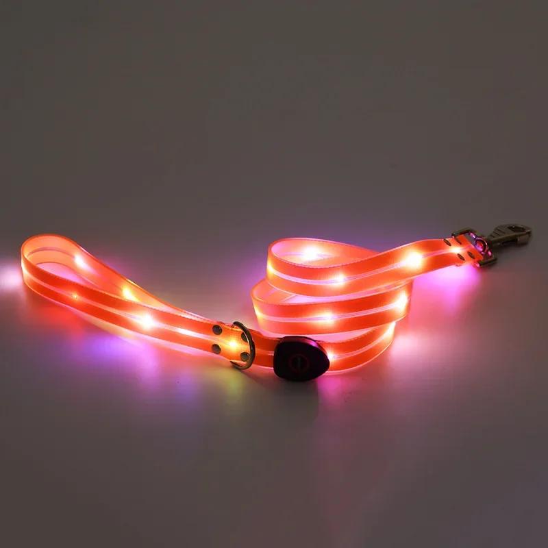 Nighttime Luminous Collar and Traction Rope Pet Collar with Nylon Webbing Dog Leash with Night To Prevent Getting Lost Cat Chain