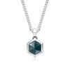 [AWNL] Men's Bloodstone Necklace with Stainless Steel Chain and Sterling Silver Hexagon Pendant Necklace - Gift for Men - 61.5CM