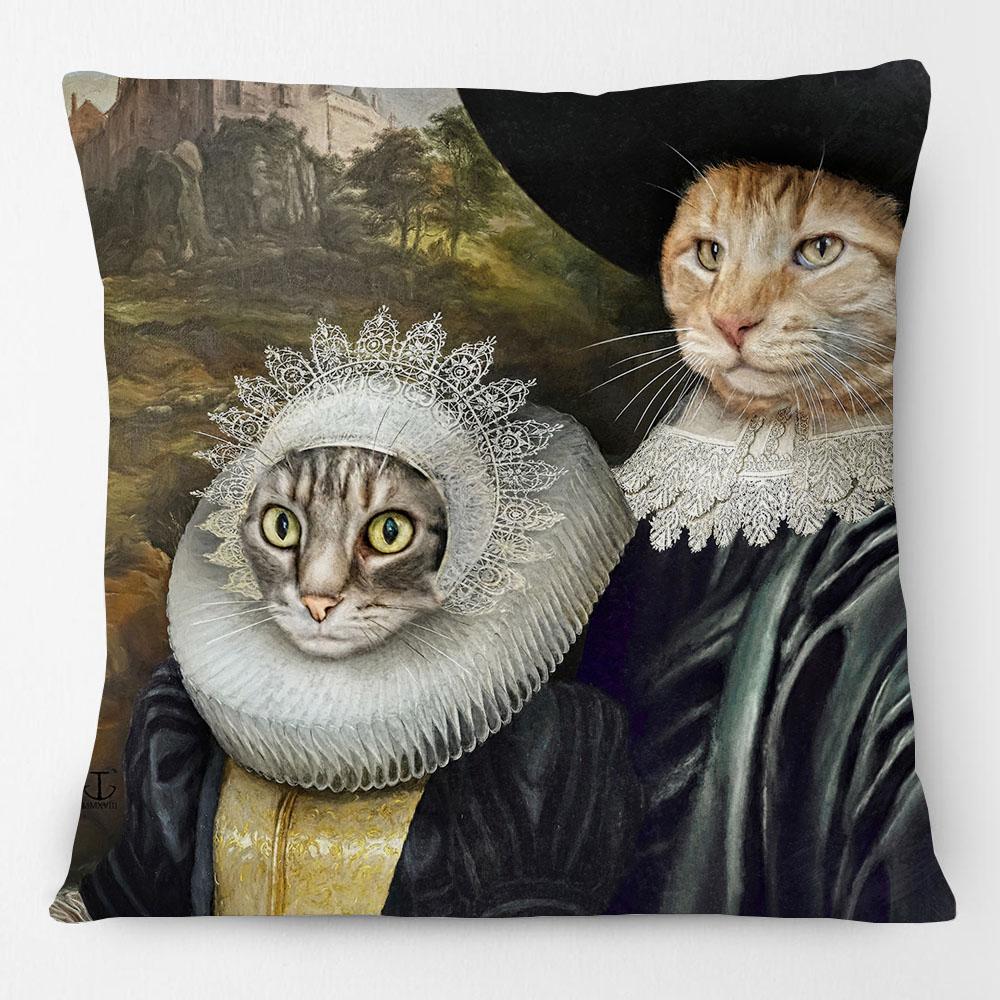 Federa Cuscino Pittura Ritratto Animali Cani Corte Reale Europea Cuscino Decorativo Gatto Vintage per Divano
