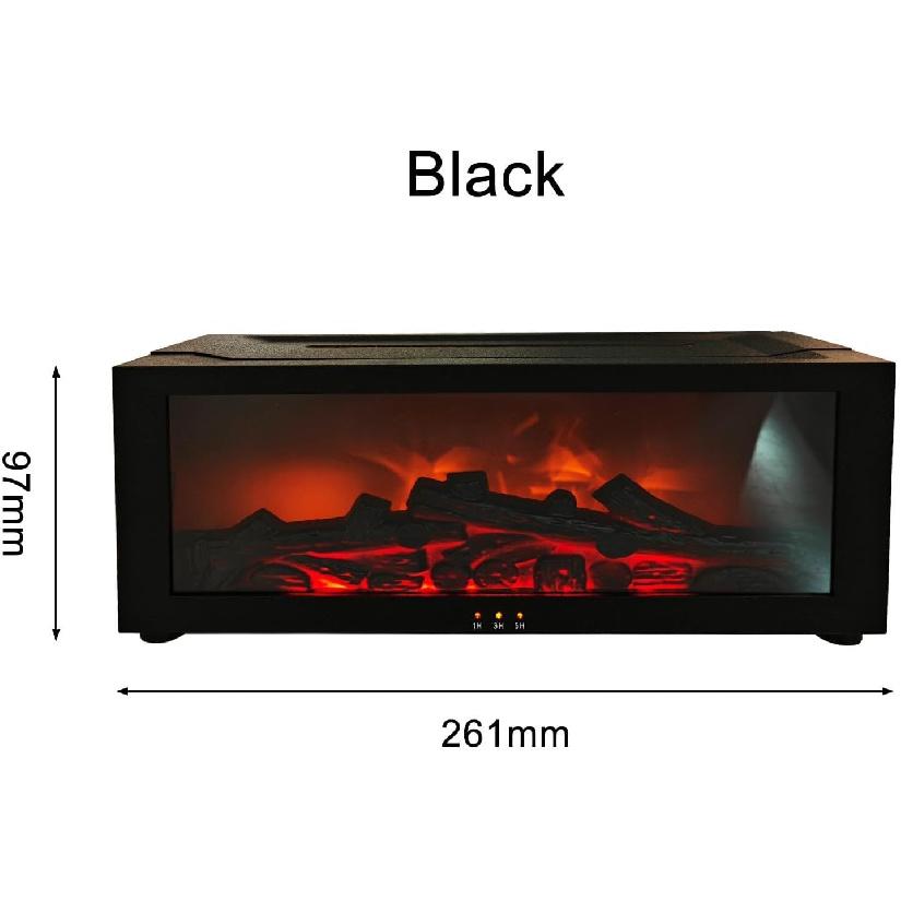 3D Flame Fireplace Humidifier Quiet Aroma Diffuser with Controller 150ml Essential Oil Diffuser Colorful Light Modes for Home Office(Black)