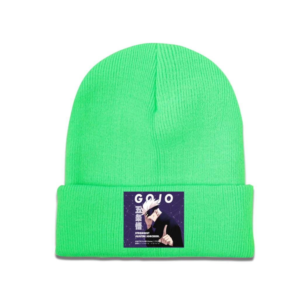 Jujutsu Kaisen Gojo Satoru Knitted Caps for Women Unisex Beanie Winter Hat Polyester Anime Japan Manga Hip Hop Caps