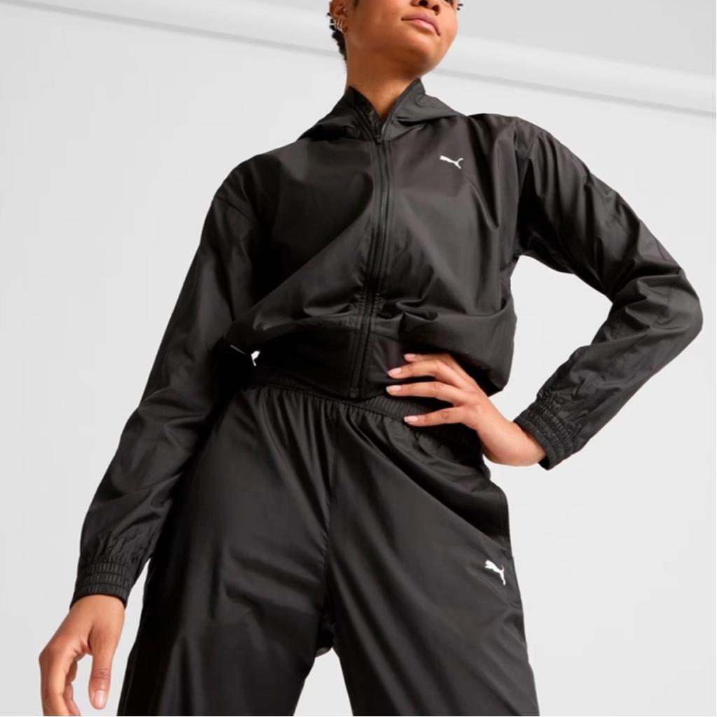 Puma Train Favorite Jacket Solid Color Front Logo Embroidery Hooded Long Sleeve Women Jackets Black 525692-01