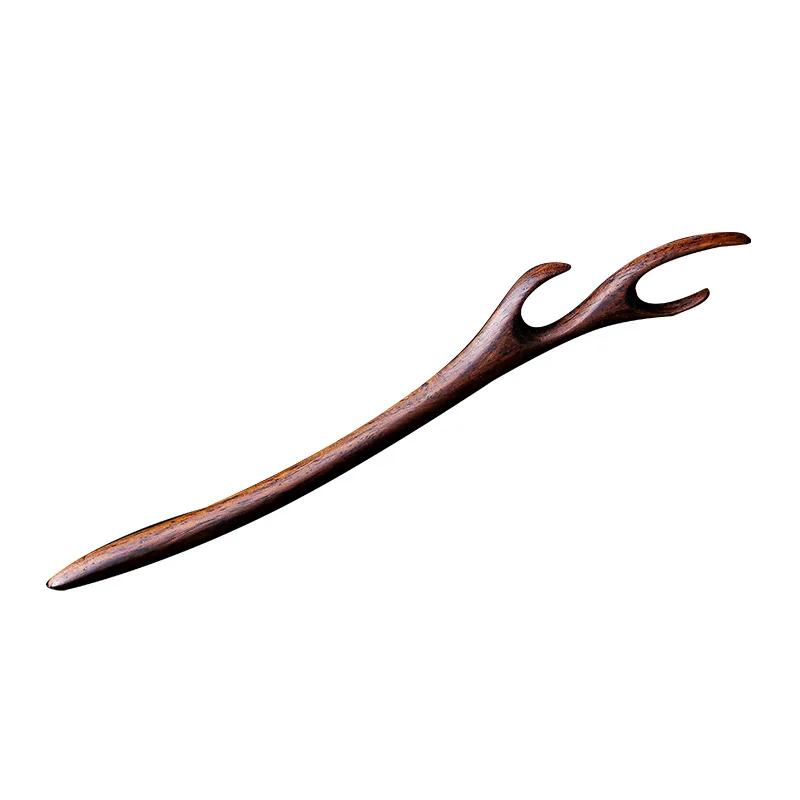 Retro Ebony Hairpin Chinese Antique Style Carved Hairpin Simple Temperament Qipao Hanfu Dished Hair Accessories for Women