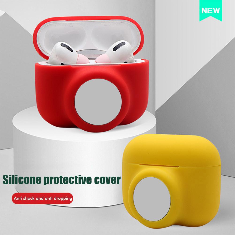 Silicone Cover Fit for IOS Pro Earbuds Anti Drop Shock Absorbing Earbud Case Protective Cover Support for AirTag